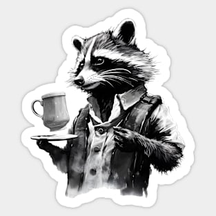 Raccoon Barista with Latte Sticker